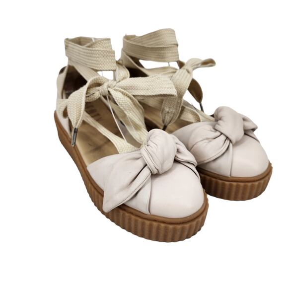 Puma X Fenty by Rihanna Women’s Size 9 Leather Bow Front Creeper Sandals - Picture 1 of 6
